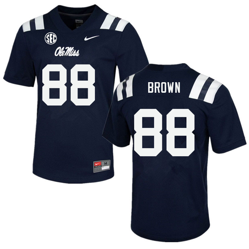 Men #88 Bralon Brown Ole Miss Rebels College Football Jerseys Sale-Navy